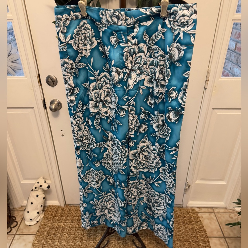Worthington Bold Floral Print High Rise Wide Leg Pants 12